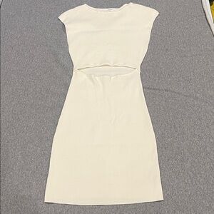 WILFRED FREE Cut-Out Knit Mini Dress in white size medium.